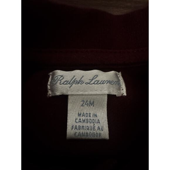 Ralph Lauren Polo Bear Cotton Mesh Polo Shirt Baby Boy 24M Maroon Classic Preppy - Picture 8 of 9